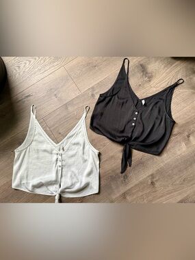 Free People Intimately Button-Tie Camisole Tank Pair in Black and White